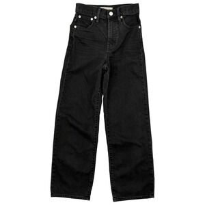 Madewell Slim Wide-Leg Crop Jeans Black High Rise Denim Size 23 24in